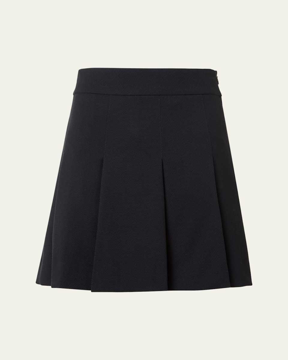Flared Wool Tricotine Mini Skirt
